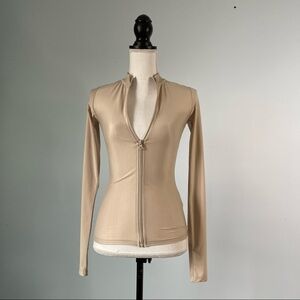 NICKI STUDIOS | Nude Hue Stretch Zip Up Jacket Sz XS